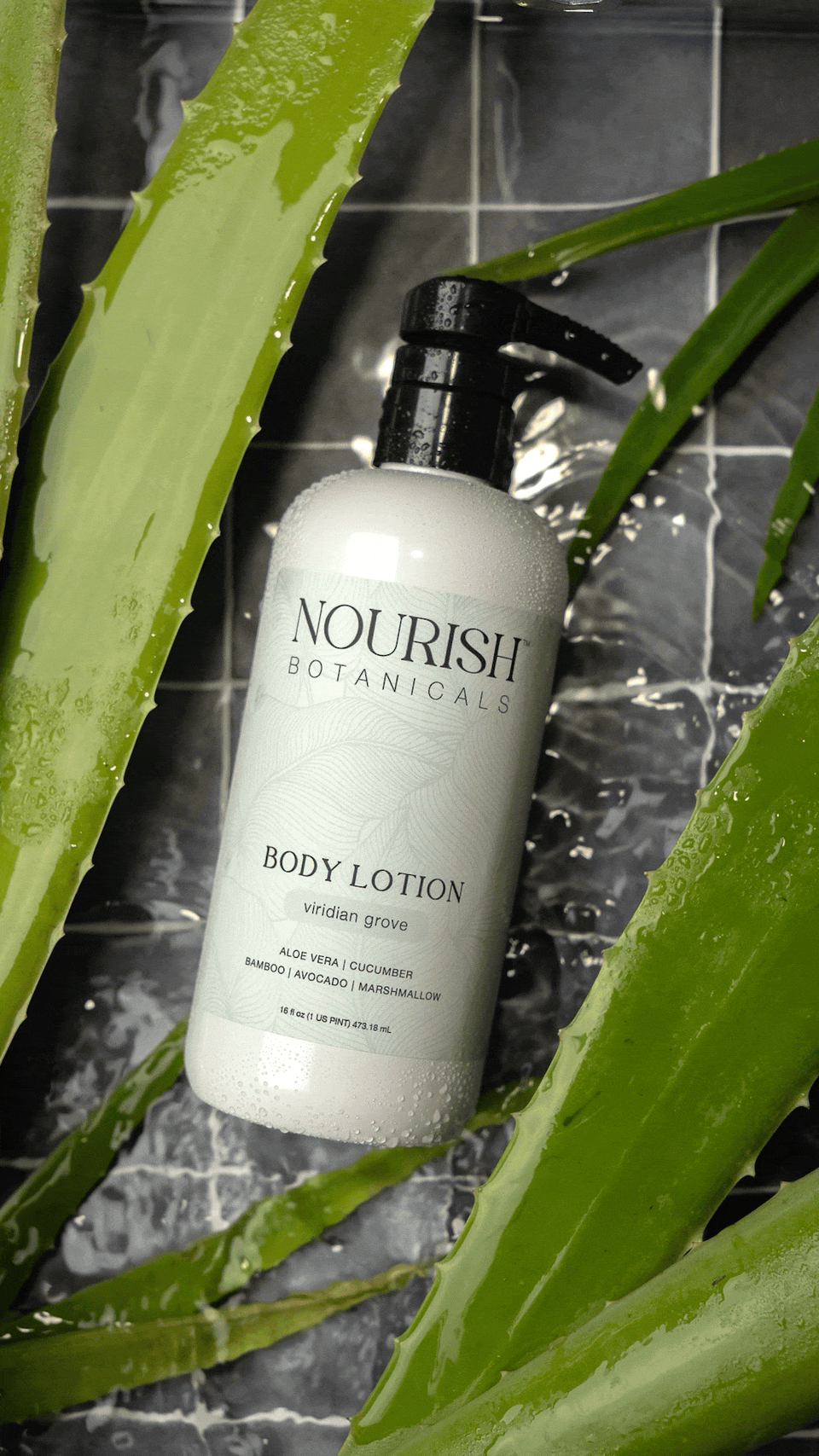 Rustic Strength Aloe Vera Body Lotion, unscented, creamy lotion in a pump bottle, suitable for soothing and moisturizing skin.