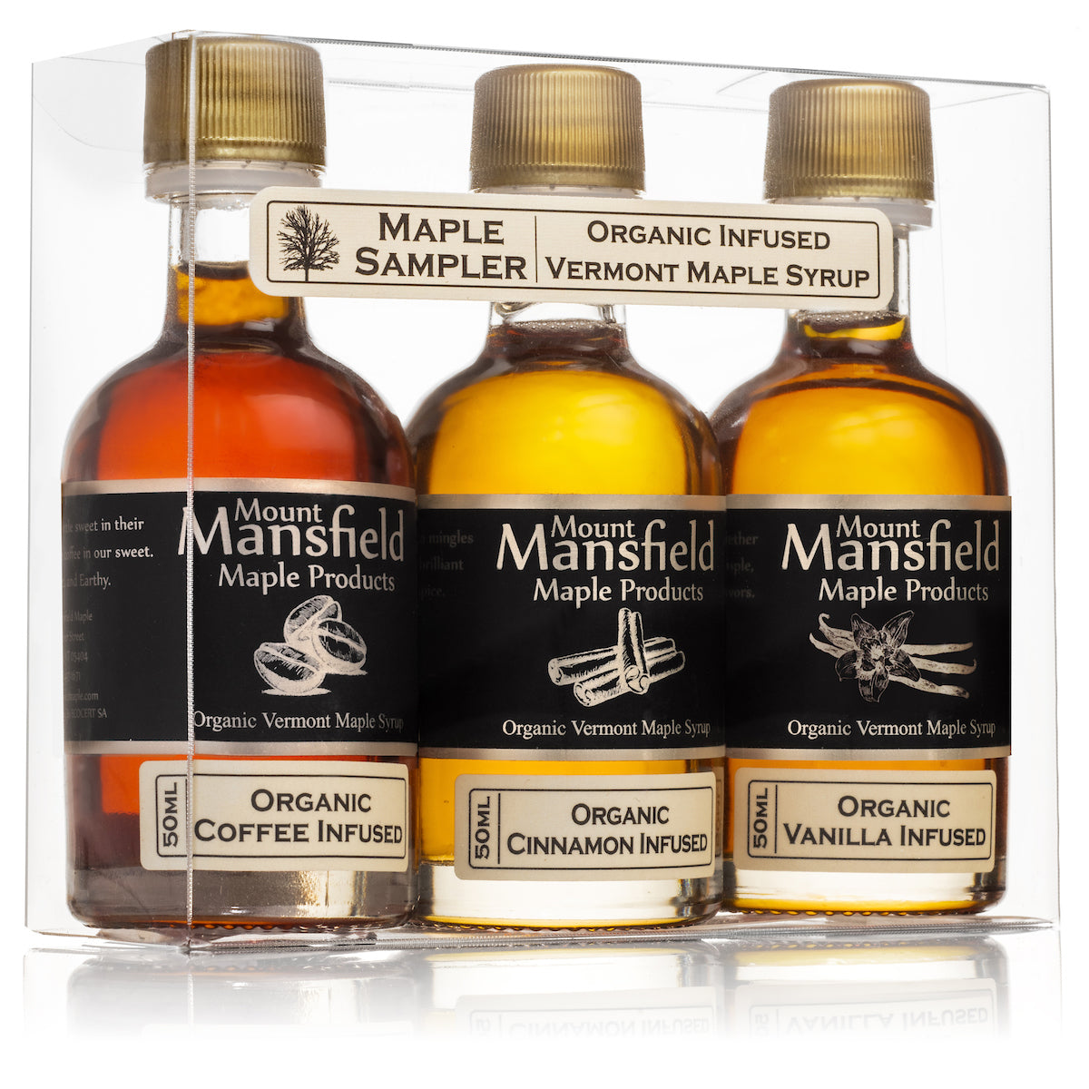 3 pack Infused Vermont Maple Syrup Sampler Set - Mount Mansfield Maple Products ~ Blessings Grow Meadows