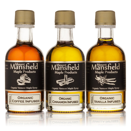3 pack Infused Vermont Maple Syrup Sampler Set - Mount Mansfield Maple Products ~ Blessings Grow Meadows