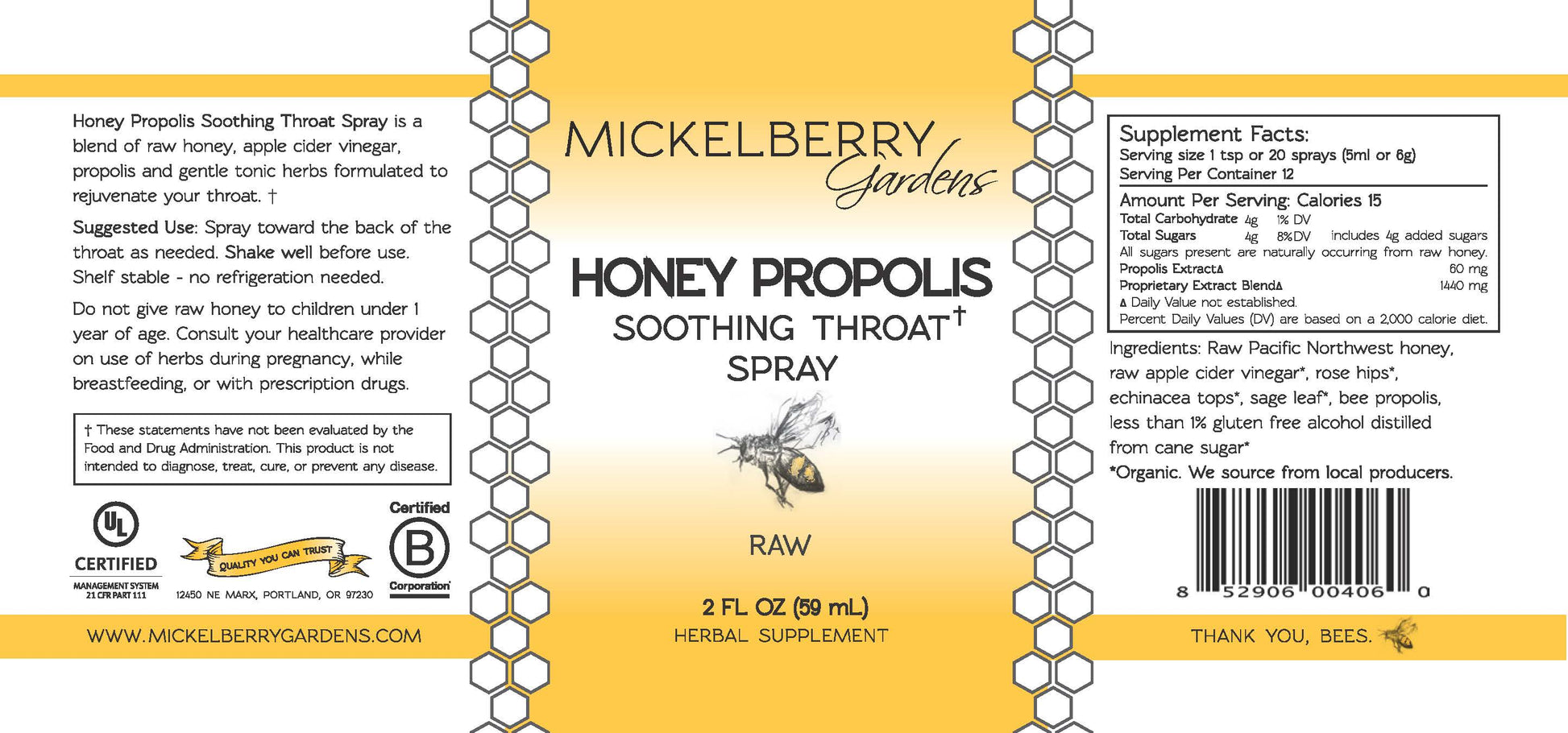 Honey Propolis Throat Spray - Mickelberry Gardens ~ Blessings Grow Meadows