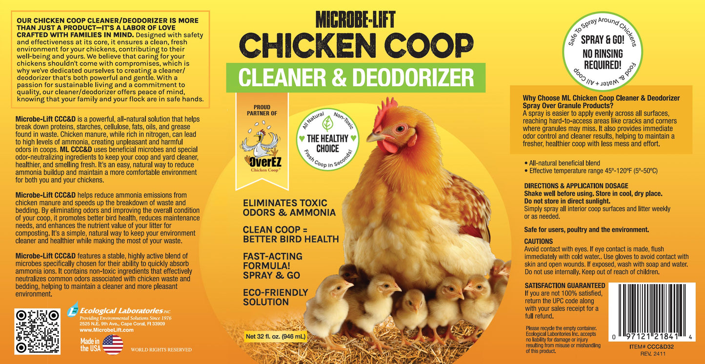 Microbe-Lift Chicken Coop Cleaner & Deodorizer - 32 oz - OverEZ Chicken Coop ~ Blessings Grow Meadows