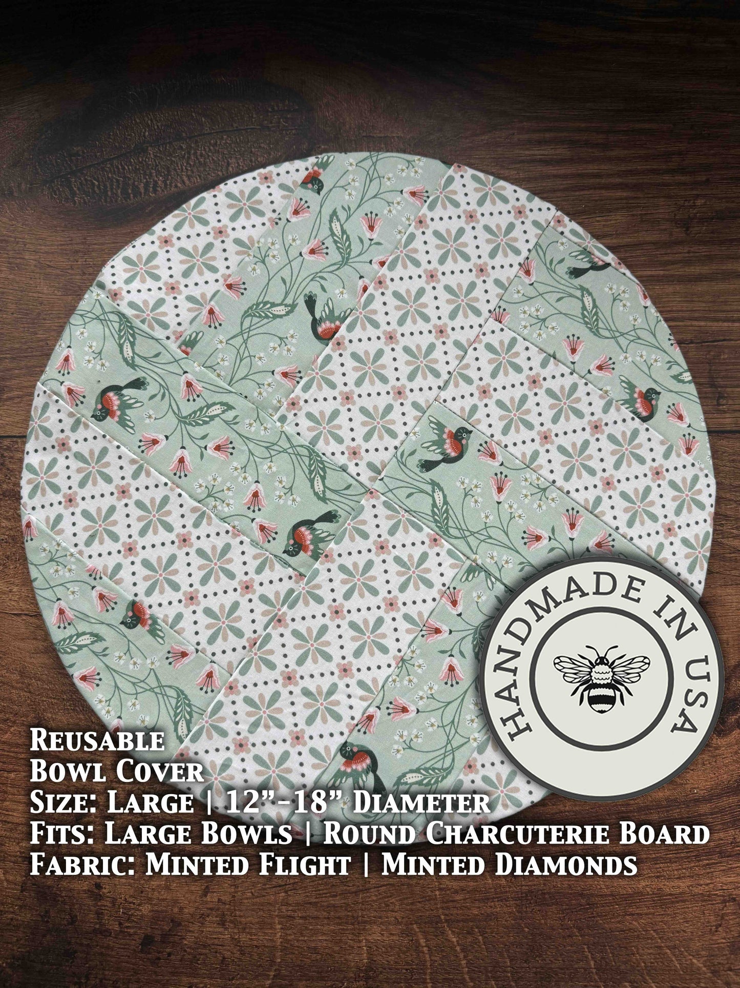 Large mint green bowl covers from Five Oaks Farm, made for keeping bowls fresh, with a natural farm-inspired design.