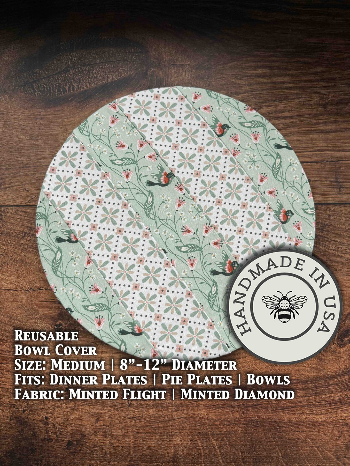 Medium bowl and banneton covers from Five Oaks Farm, made for bread proofing and dough rising, in natural fabric with farm branding.