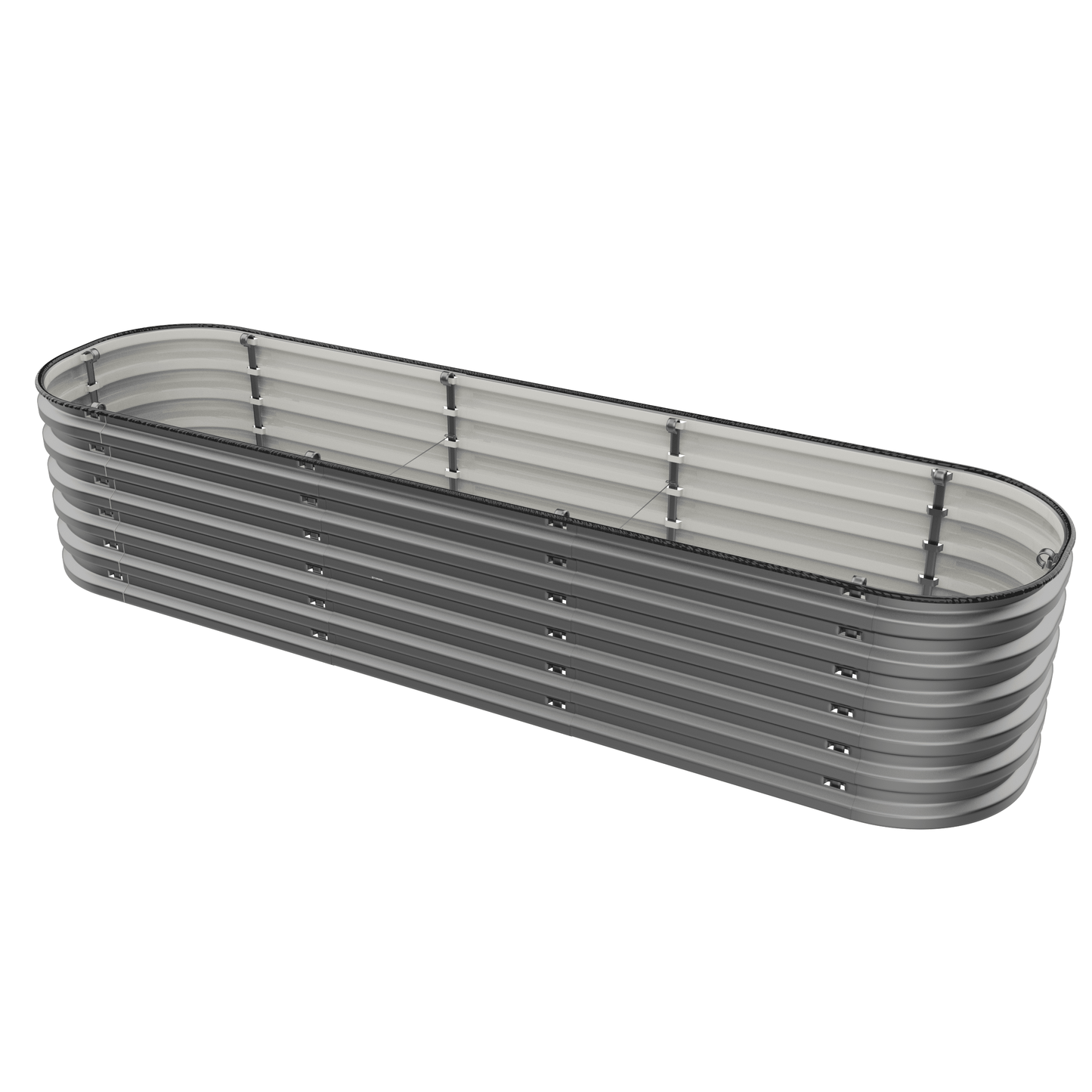 Modern gray 12-in-1 metal raised garden bed kit featuring a slim, 17-inch tall design with a versatile 6-in-1 configuration by Gro-Rite Garden.