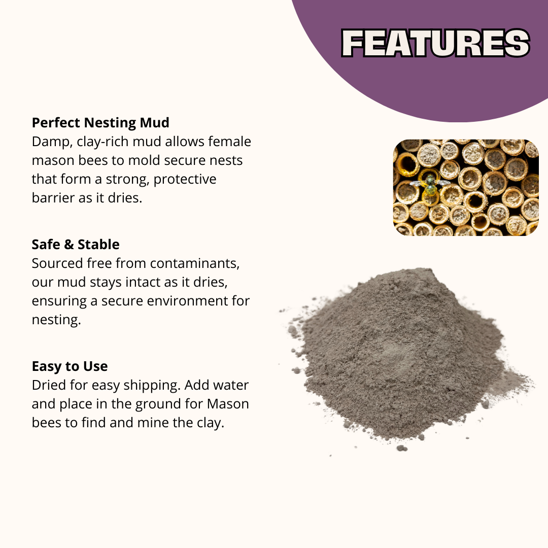 CrownBees Mud Mix featuring natural, earthy mud and clay blend for bee habitat enrichment and hive construction.