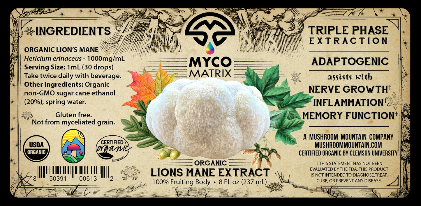 Mycomatrix Lions Mane Adaptogenic Mushroom Extract - Blessings Grow Meadows -