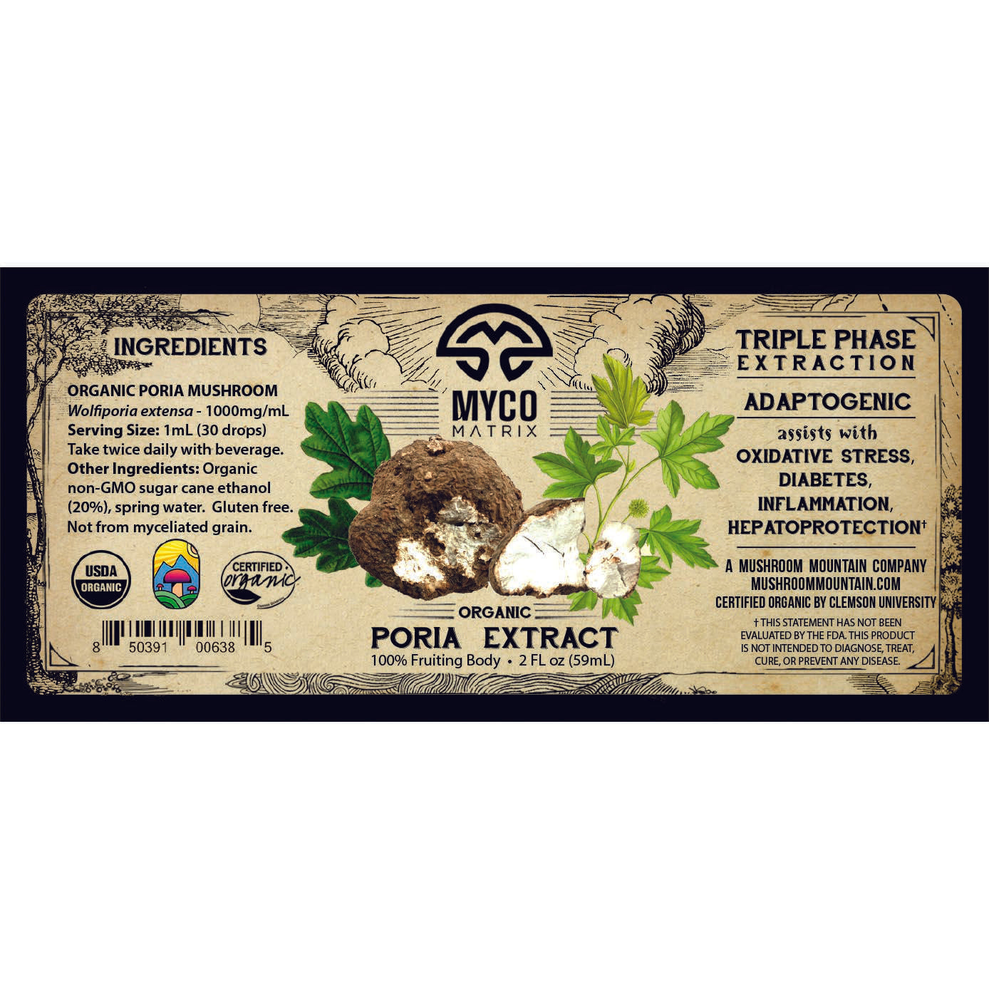 Mycomatrix PORIA Adaptogenic Mushroom Extract - Blessings Grow Meadows -