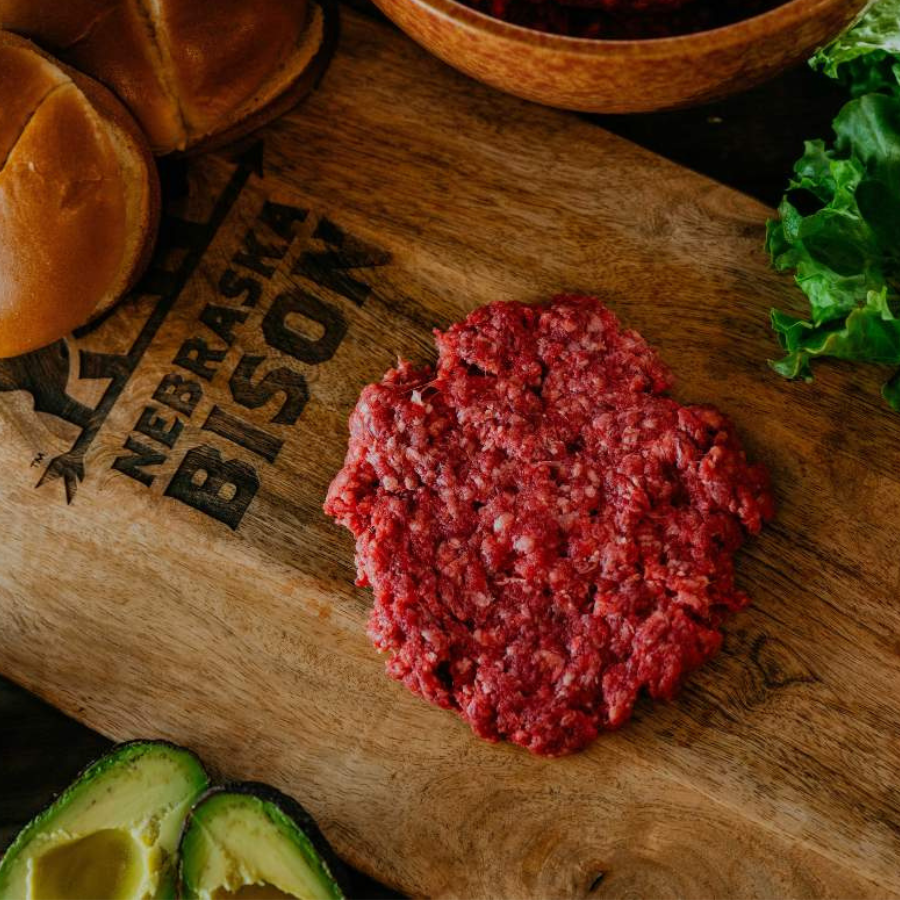 Bison Burger Patties | 12 - 1/3 lb Pre-Formed Burgers | Case of 4 | Nebraska Bison - BuyNebraska.com ~ Blessings Grow Meadows