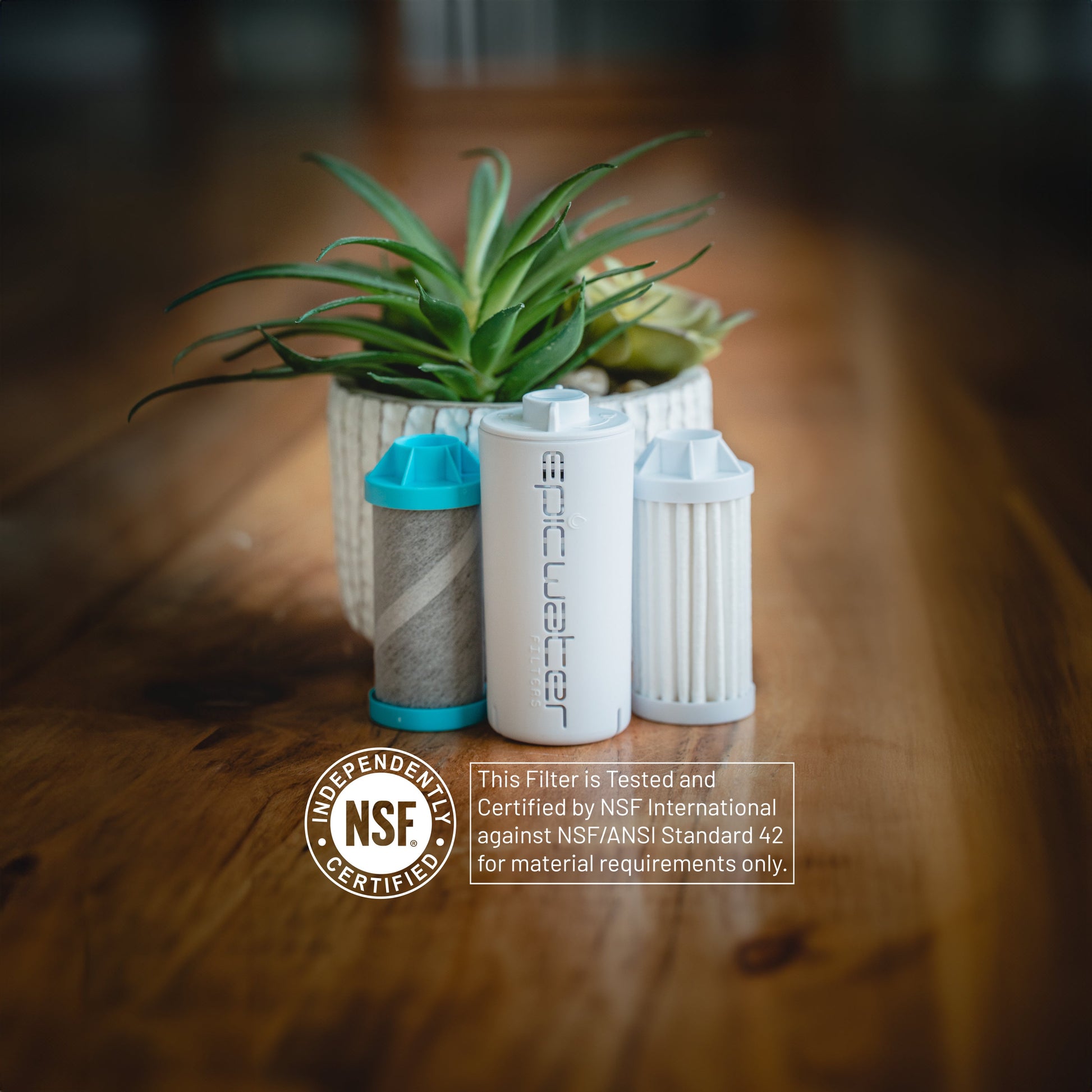Epic Water Filters USA OG Ultimate Travel Bottle with new NSF-certified filters, shown with replacement filter image.