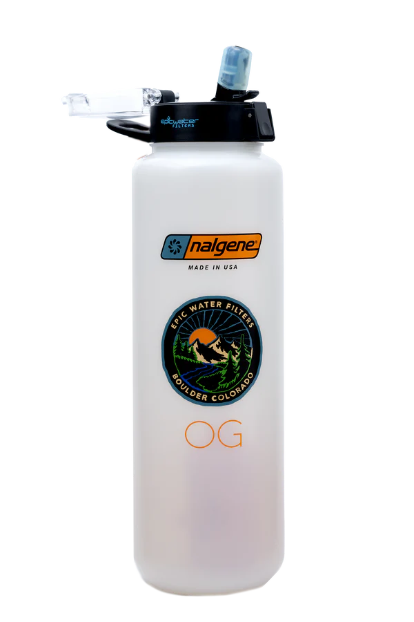 Epic Water Filters USA OG Ultimate Travel Bottle, a sleek reusable water bottle with a built-in filtration system for on-the-go hydration.