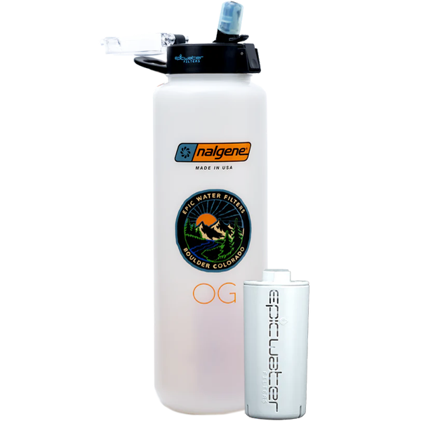 Epic Water Filters USA OG Ultimate Travel Bottle, sleek reusable water bottle with filter, ideal for travel and hydration on the go.