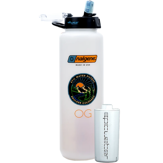 Epic Water Filters USA OG Ultimate Travel Bottle, sleek reusable water bottle with filter, ideal for travel and hydration on the go.