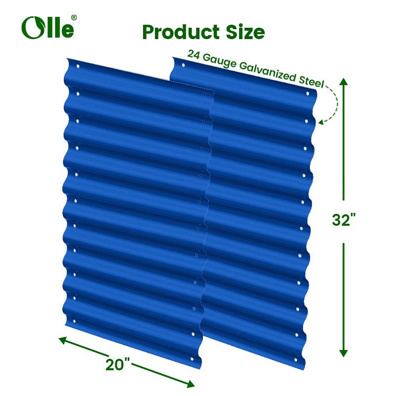 Olle Gardens 32" Tall, 12-in-1 20" Raised Bed Extension Kit Blue