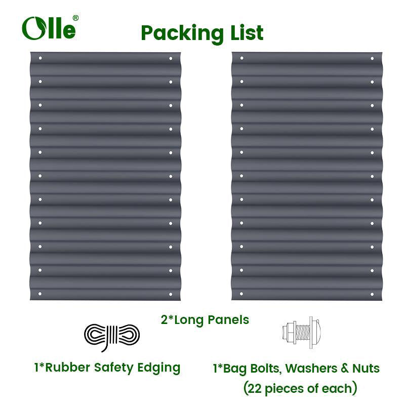 Olle Gardens 32" Tall, 12-in-1 20" Raised Bed Extension Kit. Packing list 