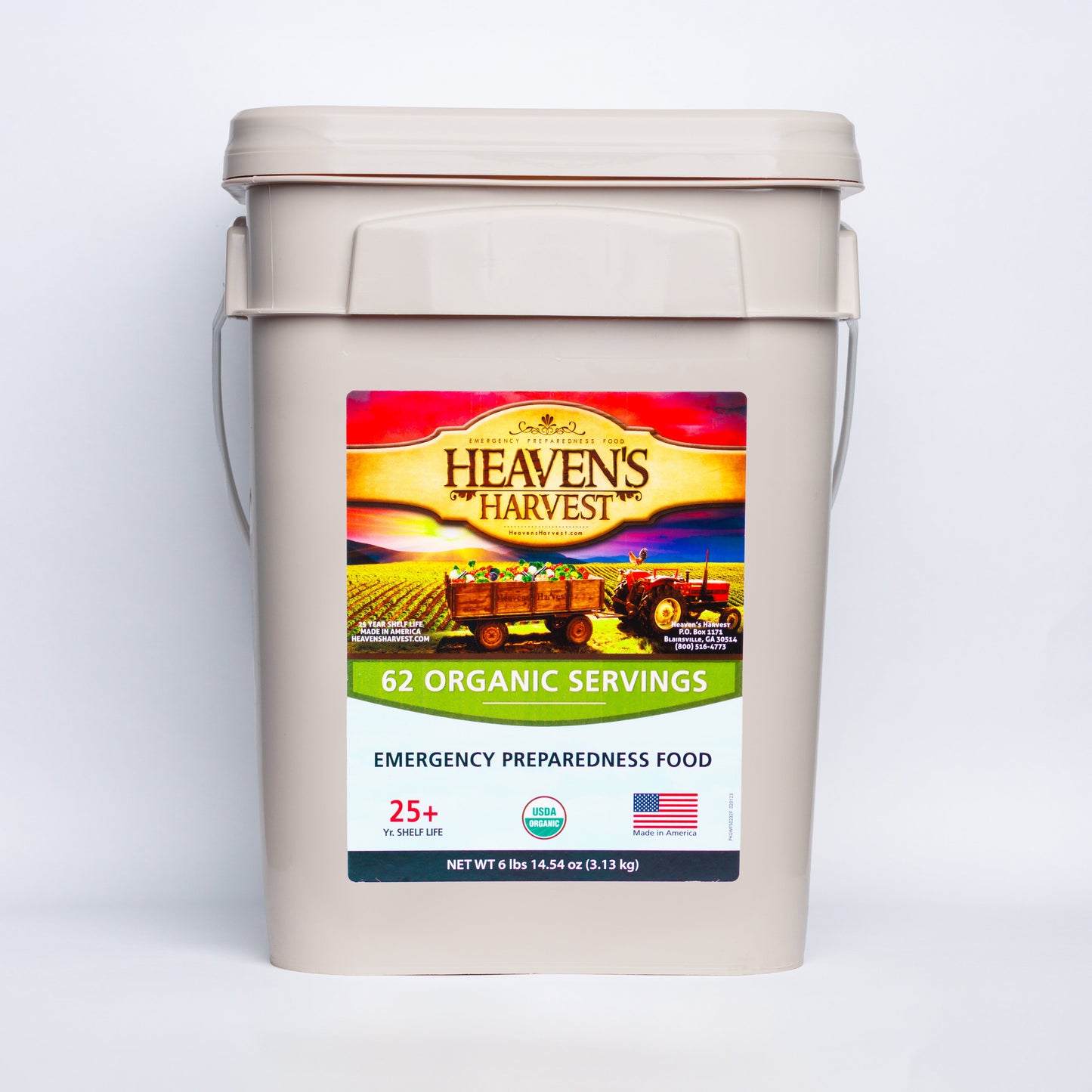 Organic Meal Bucket - 1 Person 1 Week - 62 Servings -  Emergency Food Survival Kit