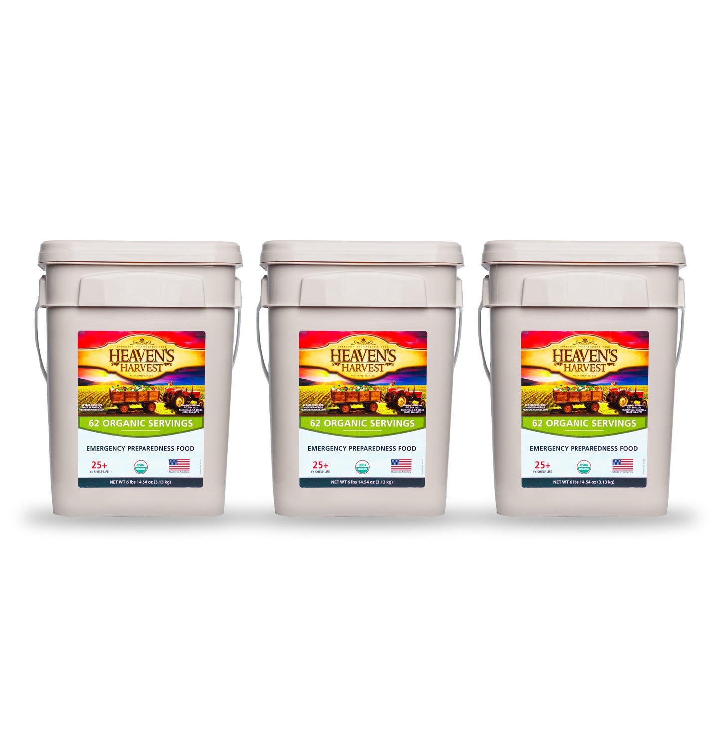 Organic Meal Bucket - 3 Pack -  Emergency Food Survival Kit