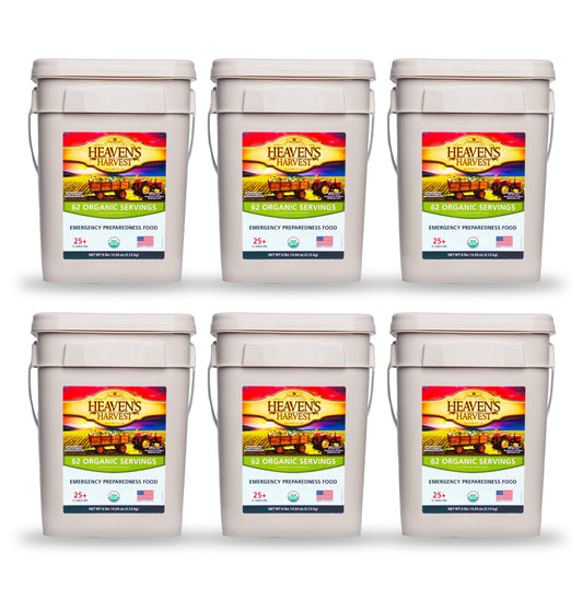 Organic Meal Bucket - 6 Pack -  Emergency Food Survival Kit