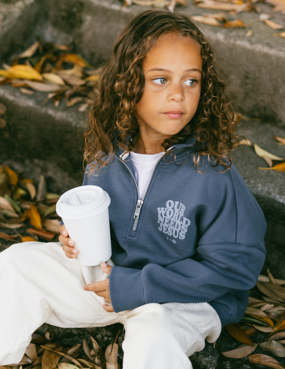 Our World Needs Jesus Kids Half-Zip - Blessings Grow Meadows