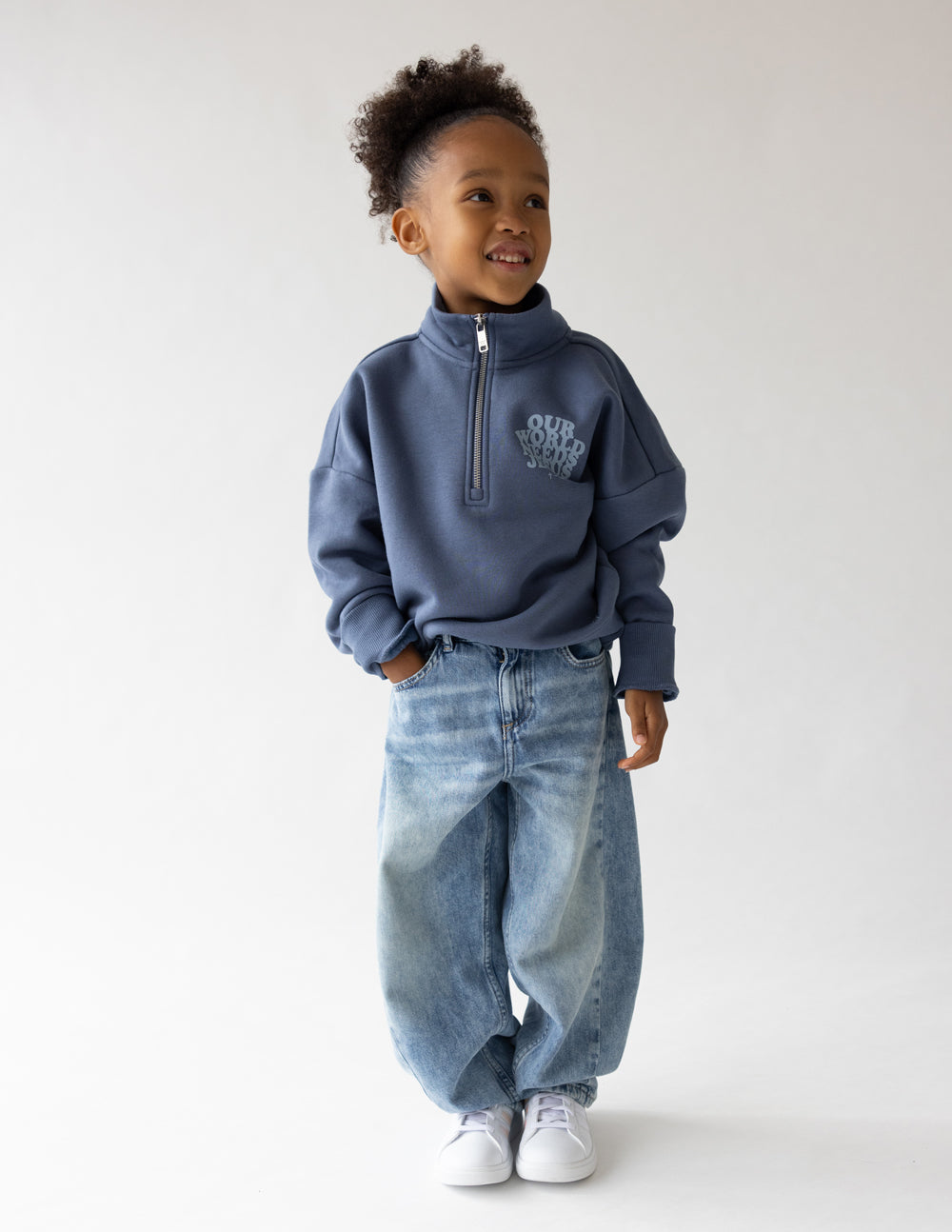 Our World Needs Jesus Kids Half-Zip - Blessings Grow Meadows