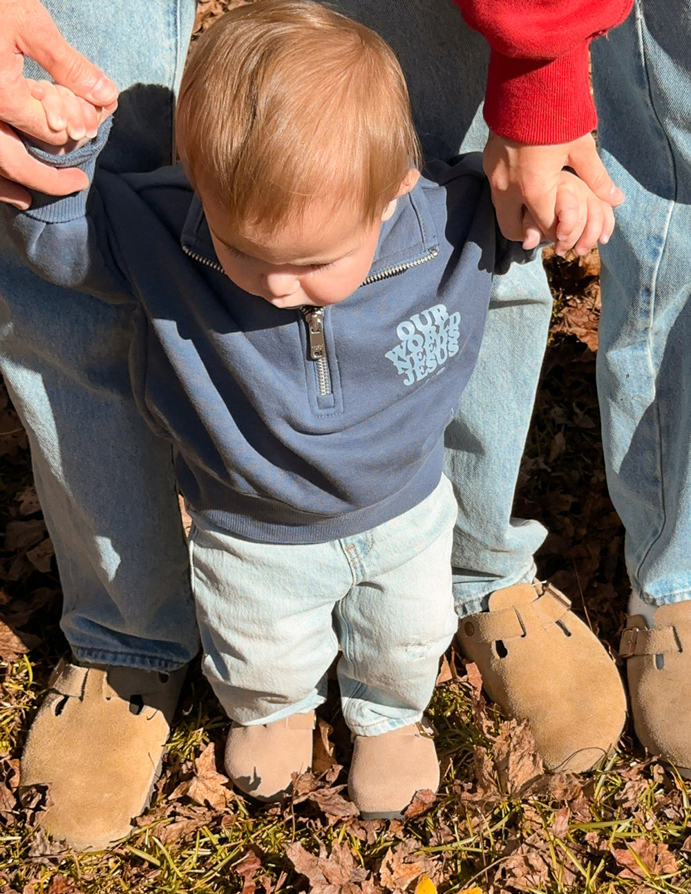 Our World Needs Jesus Kids Half-Zip - Blessings Grow Meadows