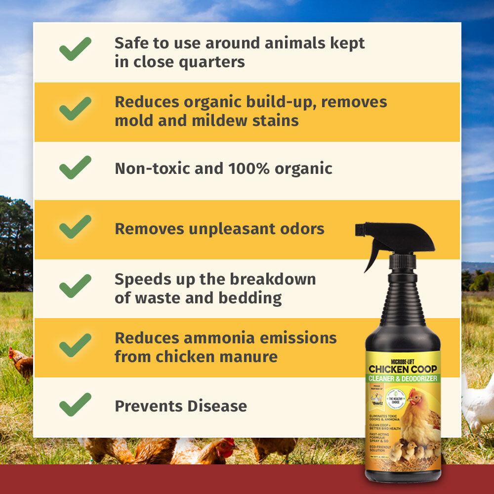 Microbe-Lift Chicken Coop Cleaner & Deodorizer - 32 oz - OverEZ Chicken Coop ~ Blessings Grow Meadows