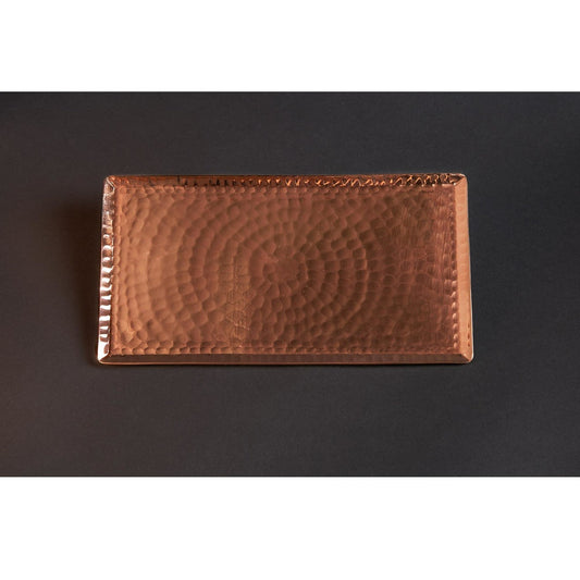Copper serving tray with a chequered pattern from Sertodo, featuring a rectangular shape and polished finish.