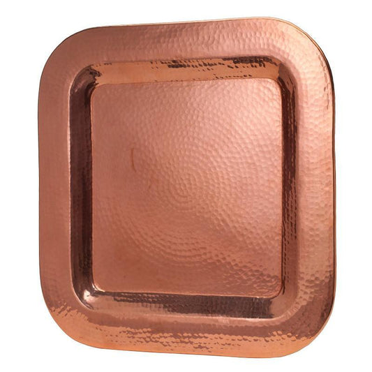 Copper Thessaly square platter by Sertodo, featuring a polished square design perfect for serving food or display.