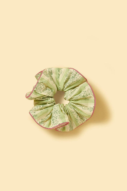 Picnic Bliss Floral Gingham Print  Handmade Scrunchie - BarkBarkBaby ~ Blessings Grow Meadows