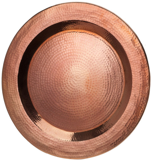 Thessaly 13-inch copper charger plate by Sertodo, round plate with a polished metallic finish for elegant table settings.