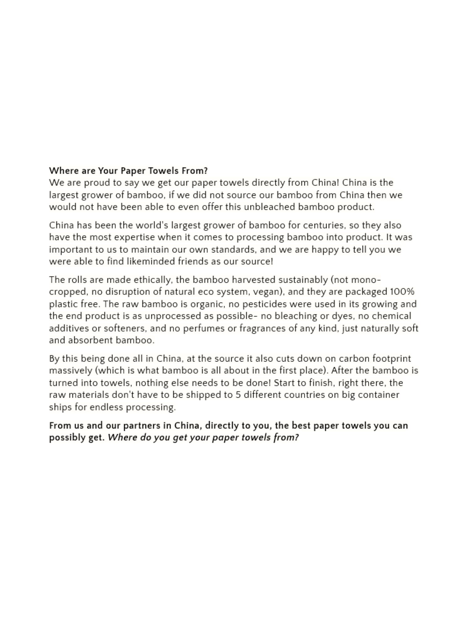 Panda Eco Paper | Bamboo Paper Towels Sample - Blessings Grow Meadows