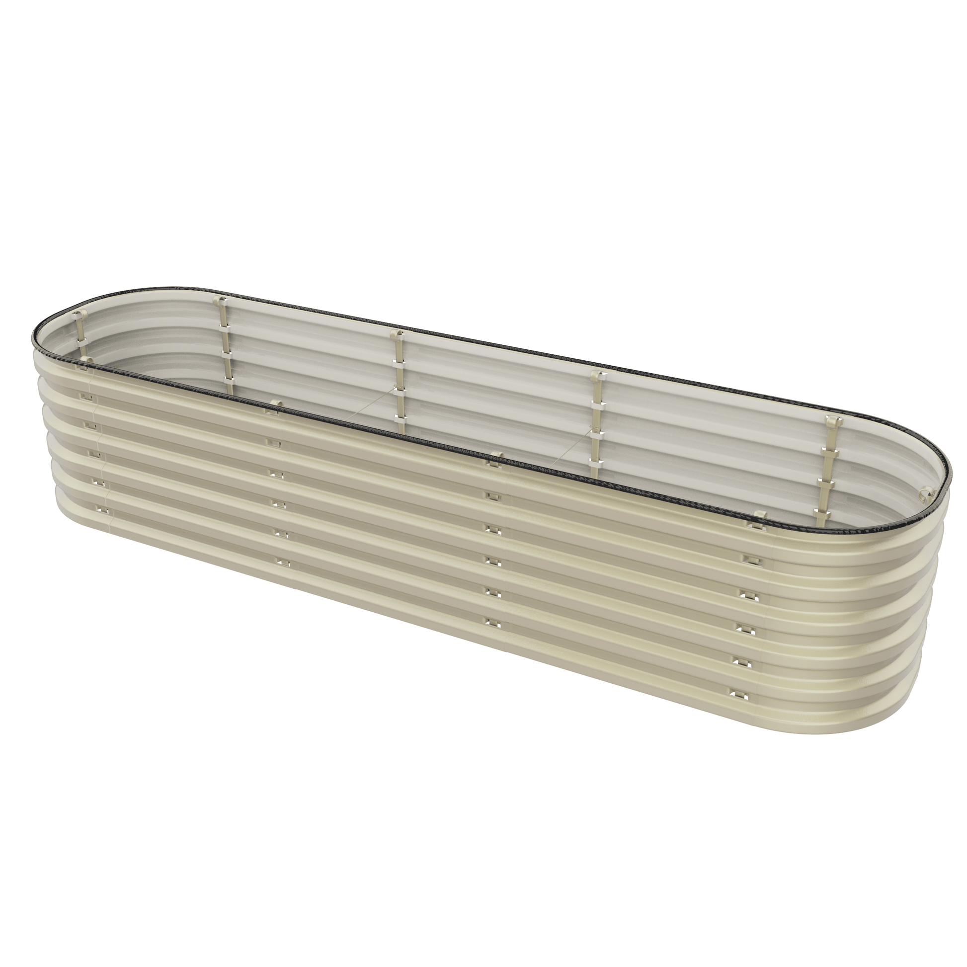 Pearl white 17-inch tall Gro-Rite 12-in-1 metal raised garden bed kit with a slender, tool-free assembly design.