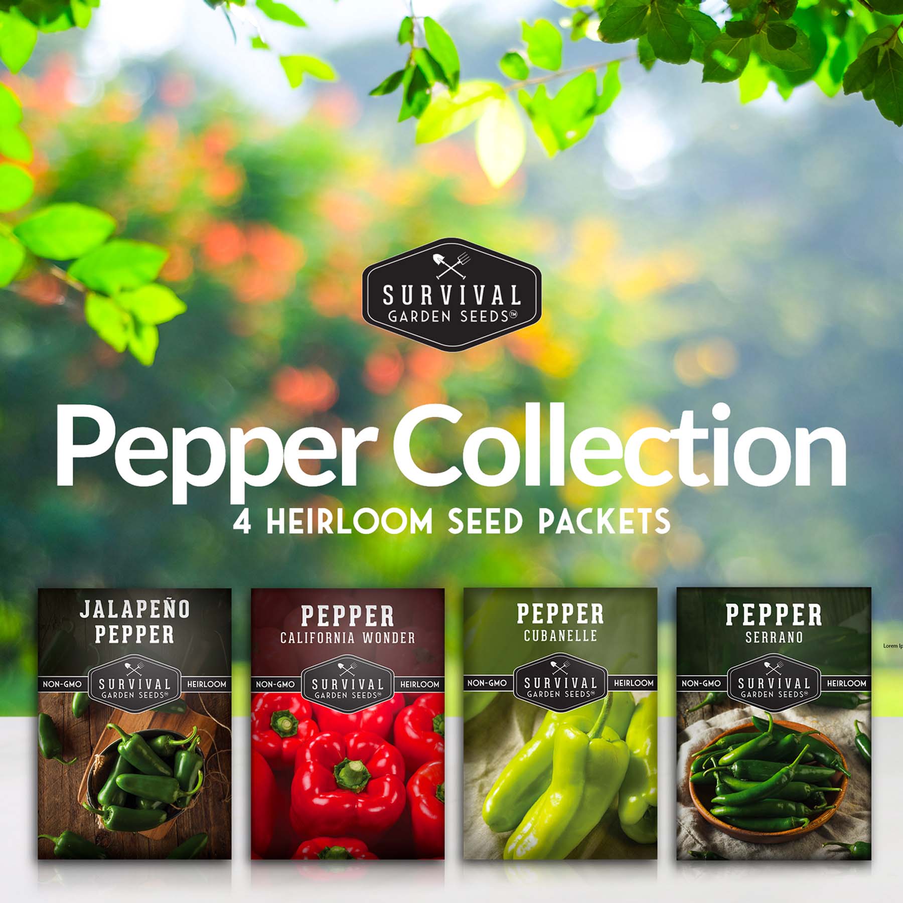 4 Pepper Seed Collection – Heirloom Non-GMO Hot & Sweet Peppers for Salsas, Roasting & Fresh Garden Harvests - SurvivalGardenSeeds ~ Blessings Grow Meadows