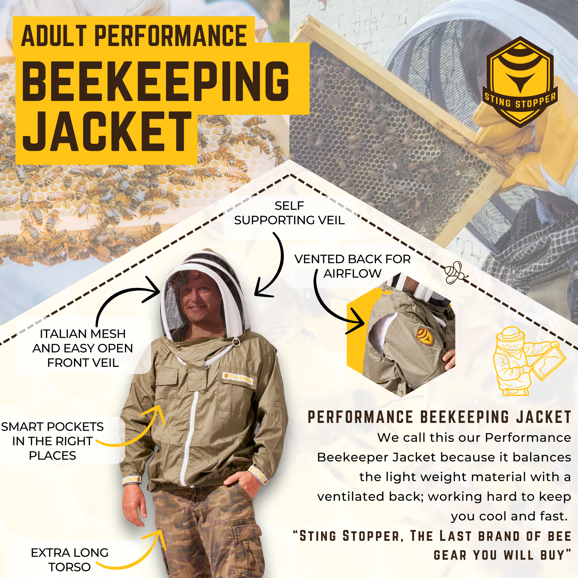 Performance Beekeeping Jacket - Foxhound Bee Company ~ Blessings Grow Meadows