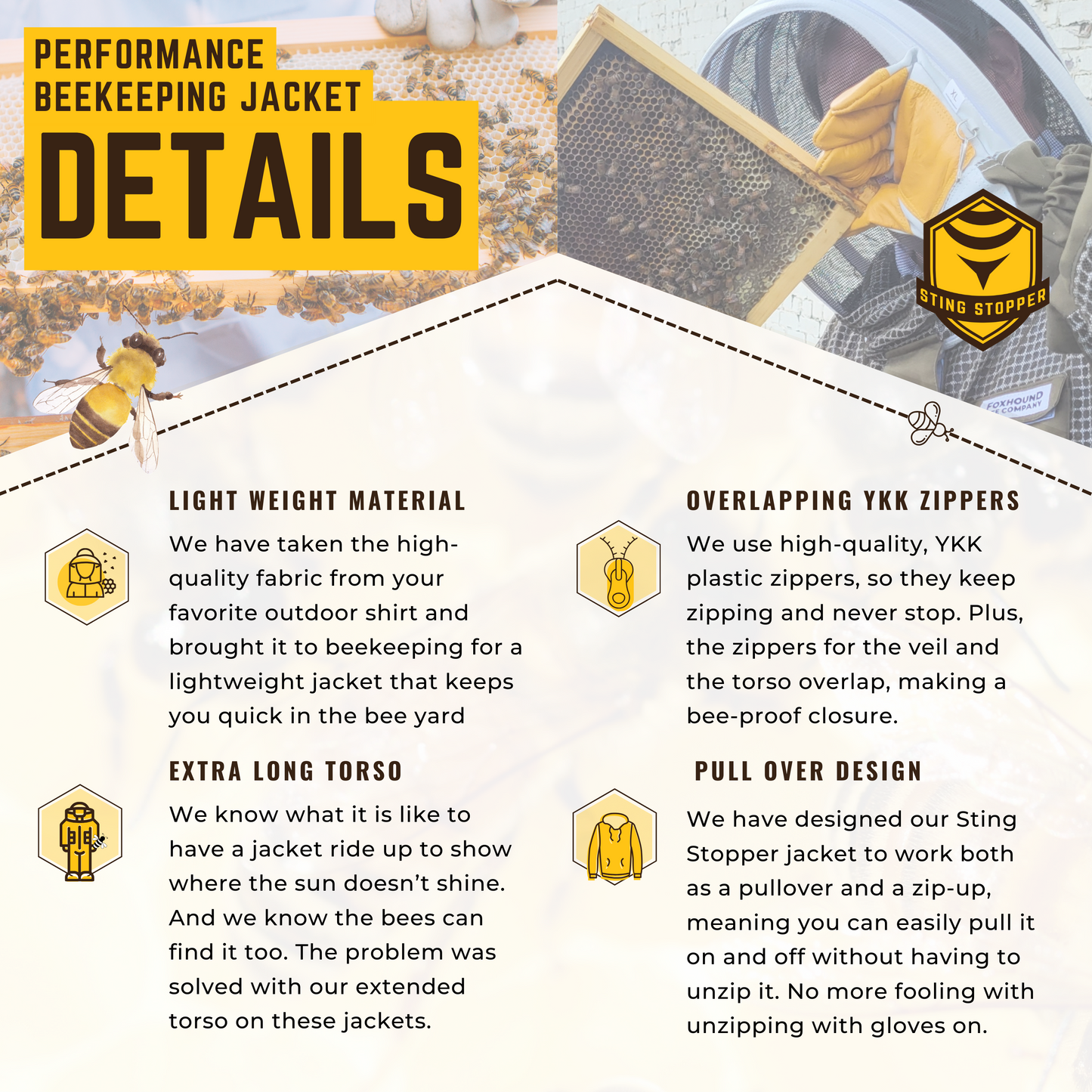 Performance Beekeeping Jacket - Foxhound Bee Company ~ Blessings Grow Meadows