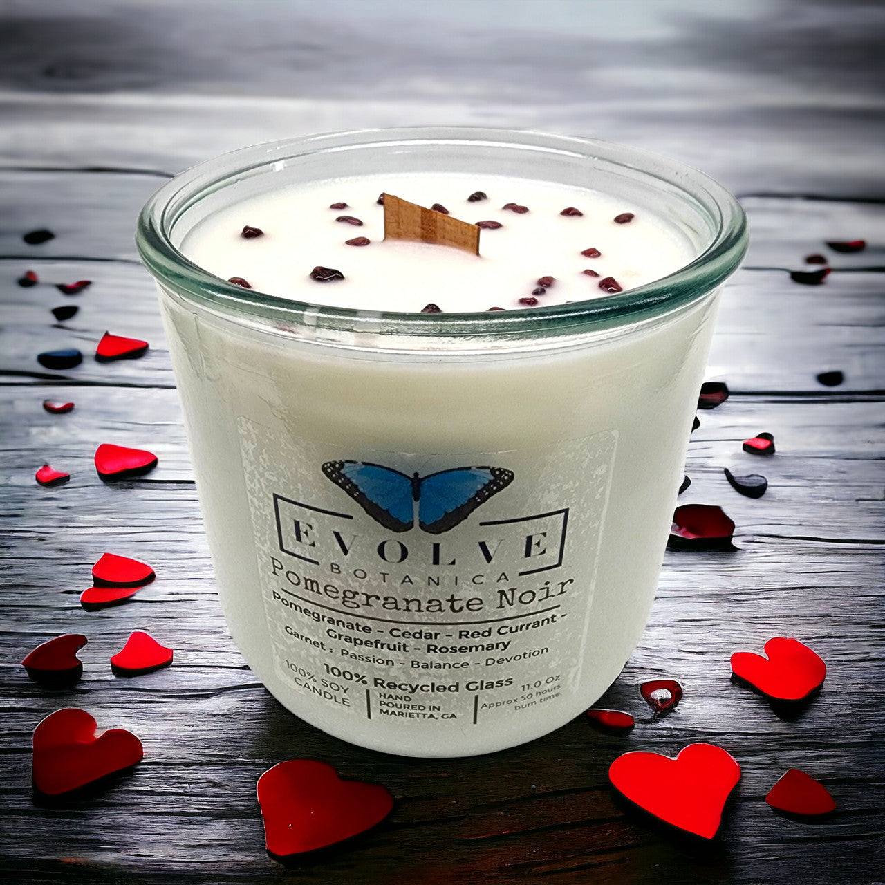 Rocks Candle - Pomegranate Noir (Wood Wick Garnet Gemstone Soy Candle)