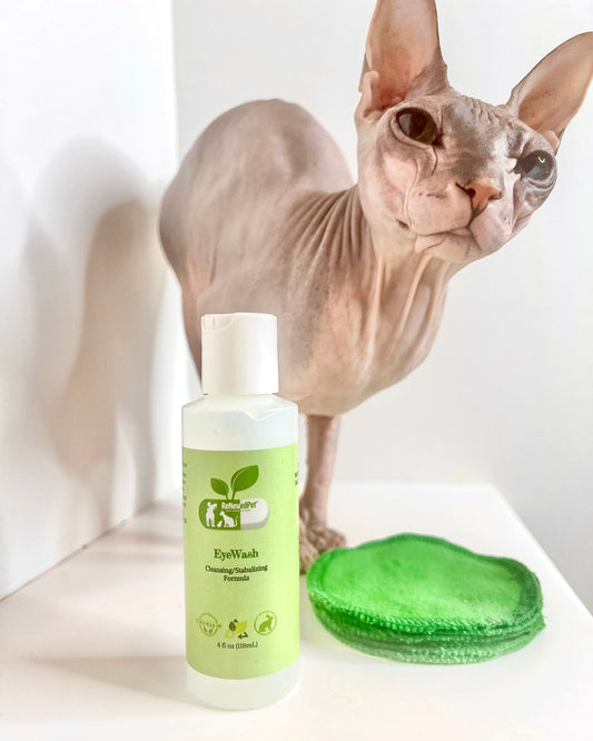 ReNewedPet 4-ALL PETS EYEWASH in a bottle for pet grooming, designed to gently clean and soothe pets' eyes.