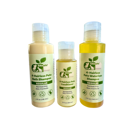 4-HAIRLESS PETS REGULAR SHAMPOO, WATERLESS SHAMPOO & CONDITIONER KIT - Blessings Grow Meadows