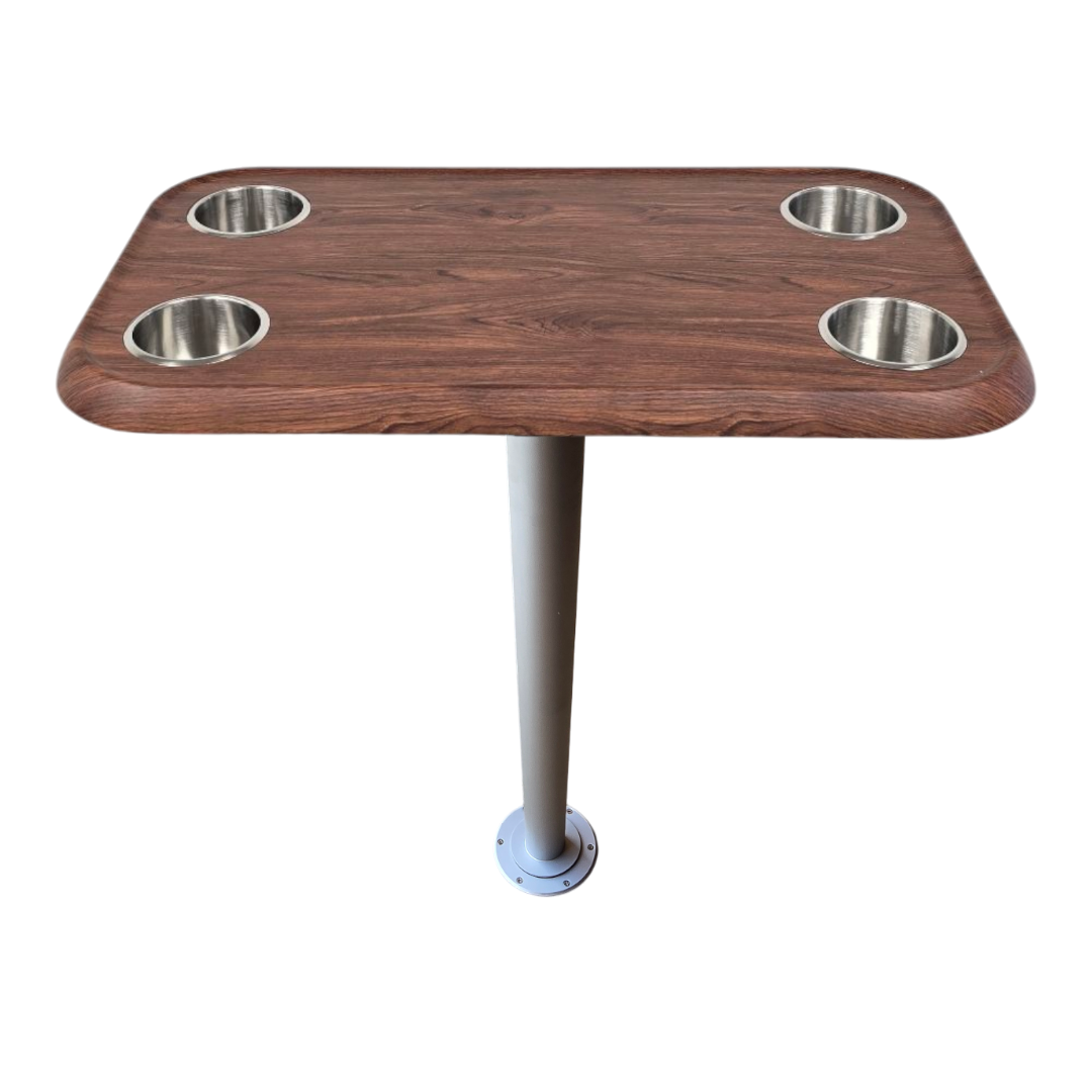 RV Side Tables | RV End Tables - Table Set - 6" Flush Mount Floor Plate / Anti Wobble, Cocktail Design (6 colors)