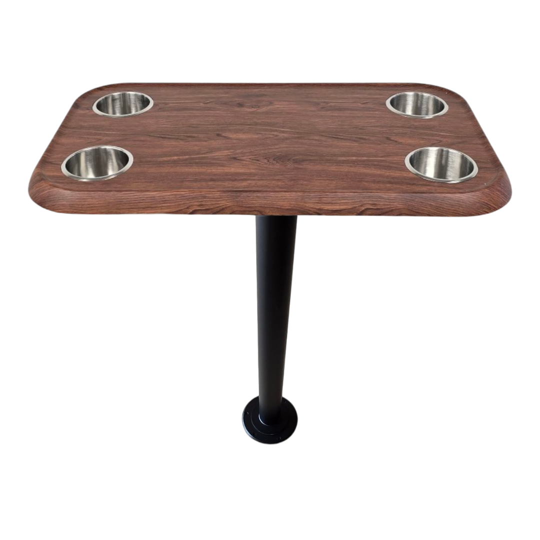 RV Side Tables | RV End Tables - Table Set - 6" Flush Mount Floor Plate / Anti Wobble, Cocktail Design (6 colors)