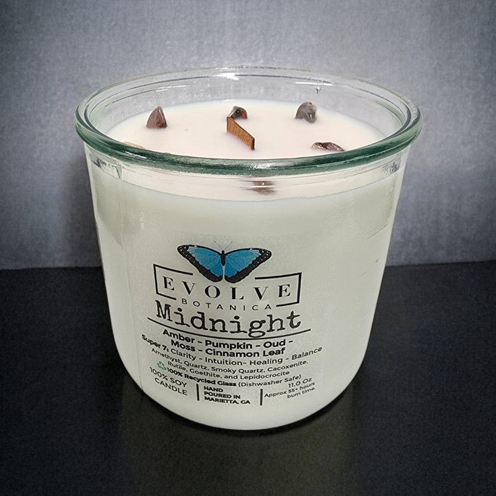 Rocks Candle - Midnight (Wood Wick, Super Seven Gemstone Soy Candle)