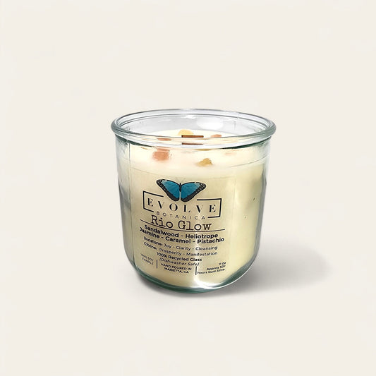 Rocks Candle - Rio Glow (Wood Wick Sunstone & Citrine Gemstone Soy Candle)