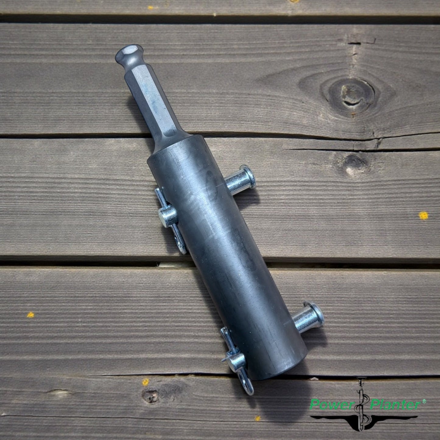 Power Planter Augers auger adapters shown, designed as accessories for compatible auger tools, with metal construction and attachment features.