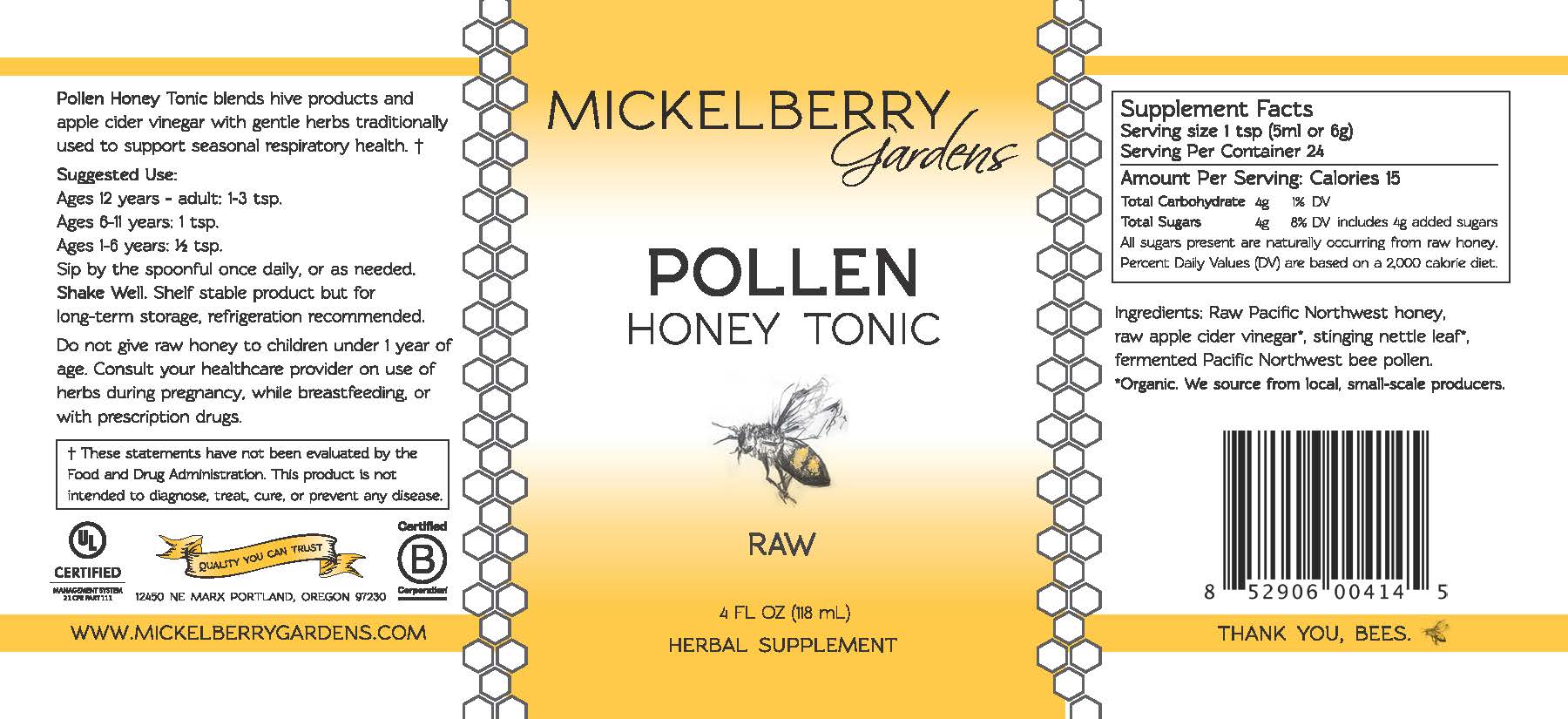 Pollen Honey Tonic - Mickelberry Gardens ~ Blessings Grow Meadows