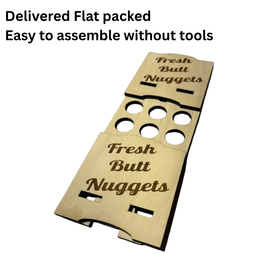 Empty Quailz.com counter top quail egg holder for fresh butt nuggets, designed for easy egg storage and display.