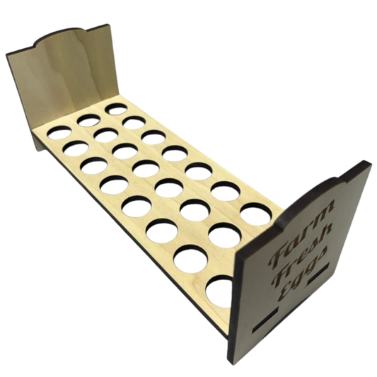 Empty countertop quail egg holder from Quailz.com by Undique LLC for fresh quail eggs, designed for organized kitchen storage.