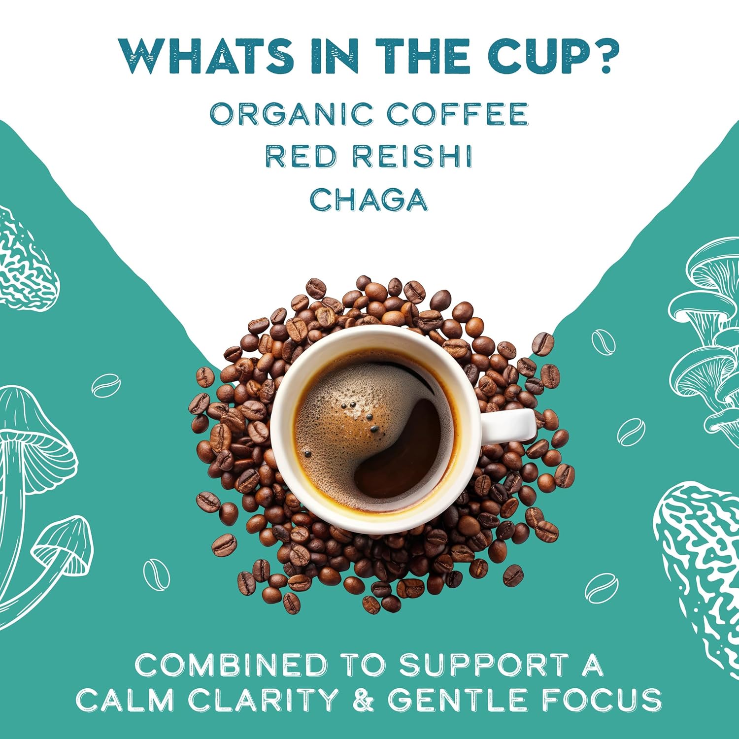 Decaffeinated Red Reishi & Chaga Mushroom Coffee Adaptogens Blend - GO MENTAL MUSHROOM COFFEE ~ Blessings Grow Meadows