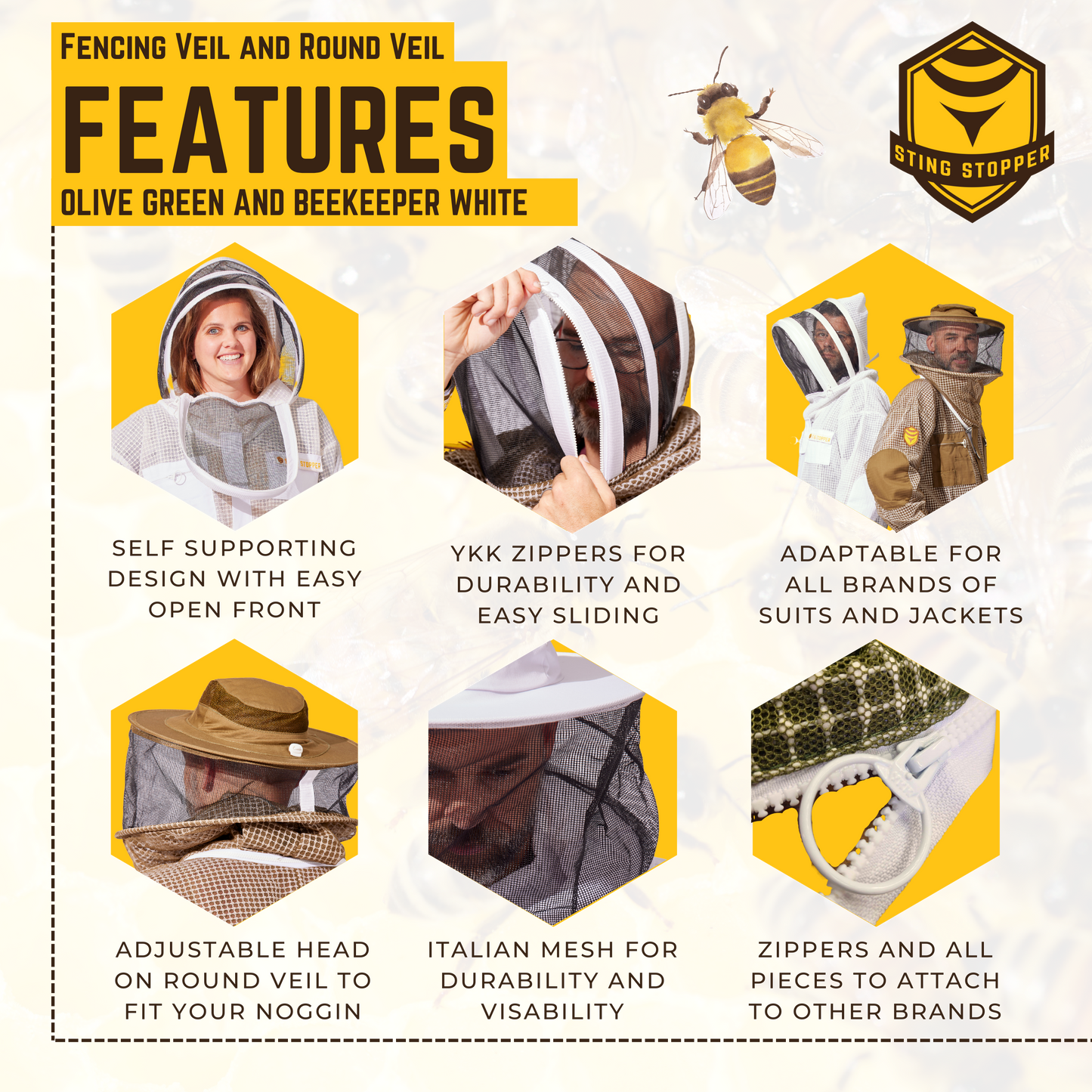 Round or Fencing Beekeeping Veil - Foxhound Bee Company ~ Blessings Grow Meadows