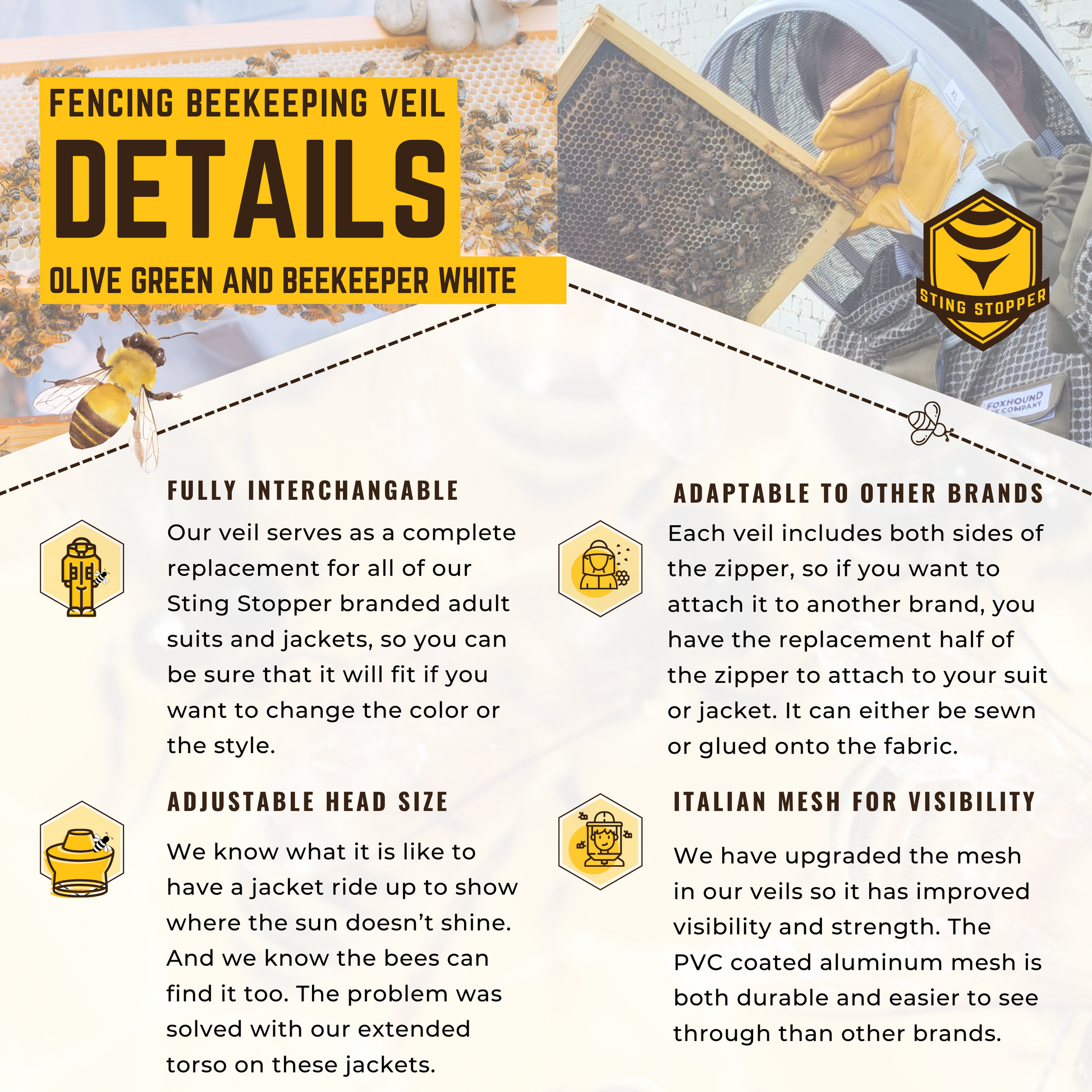 Round or Fencing Beekeeping Veil - Foxhound Bee Company ~ Blessings Grow Meadows