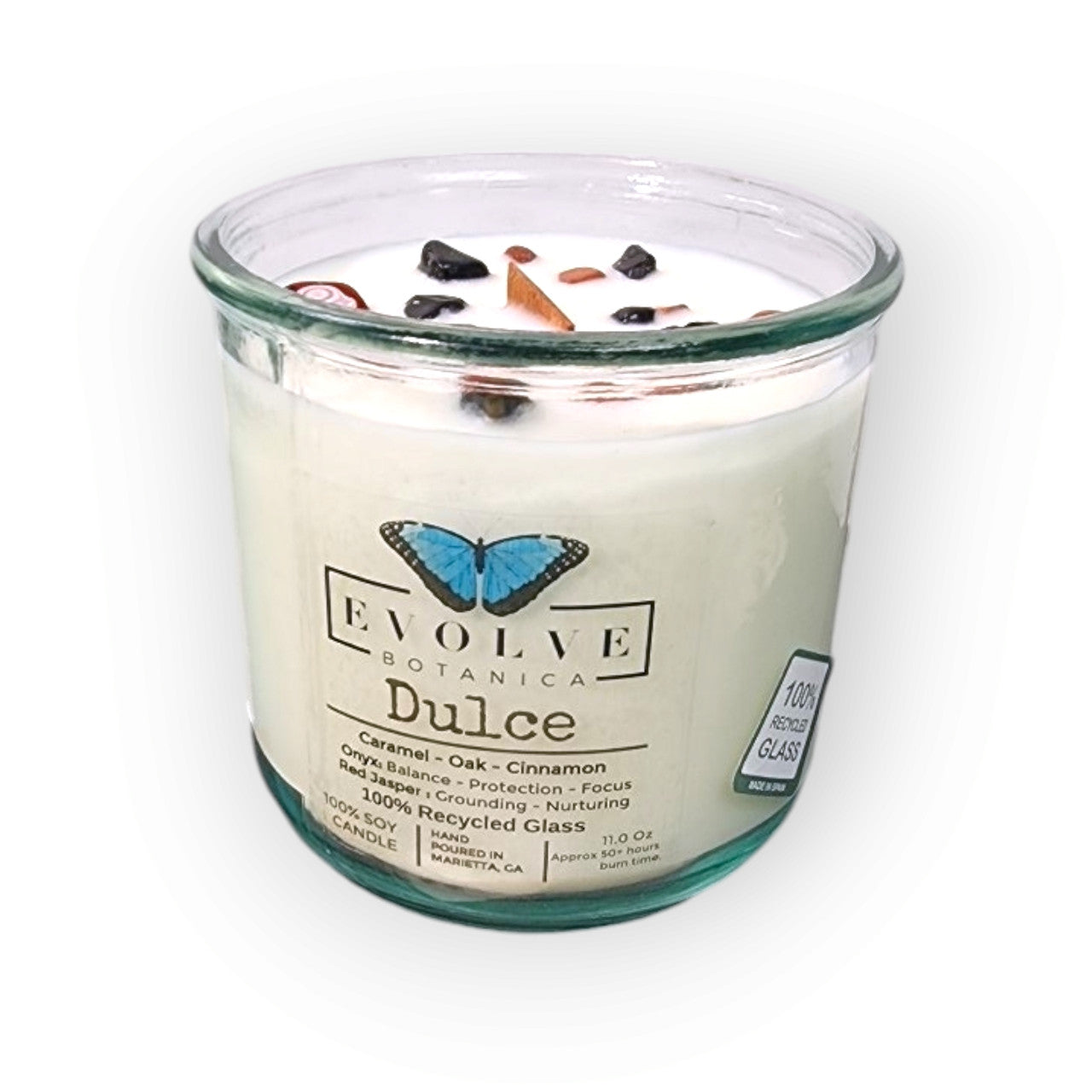 Rocks Candle - Dulce (Wood Wick Red Jasper & Onyx Gemstone Soy Candle)