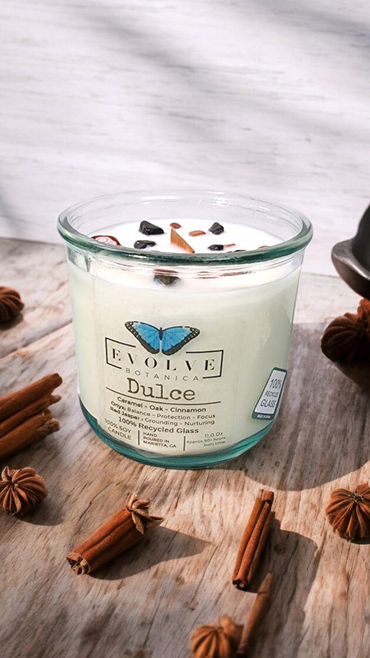 Rocks Candle - Dulce (Wood Wick Red Jasper & Onyx Gemstone Soy Candle)